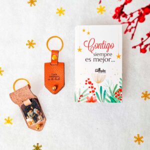 Llavero de cuero con foto - Navidad